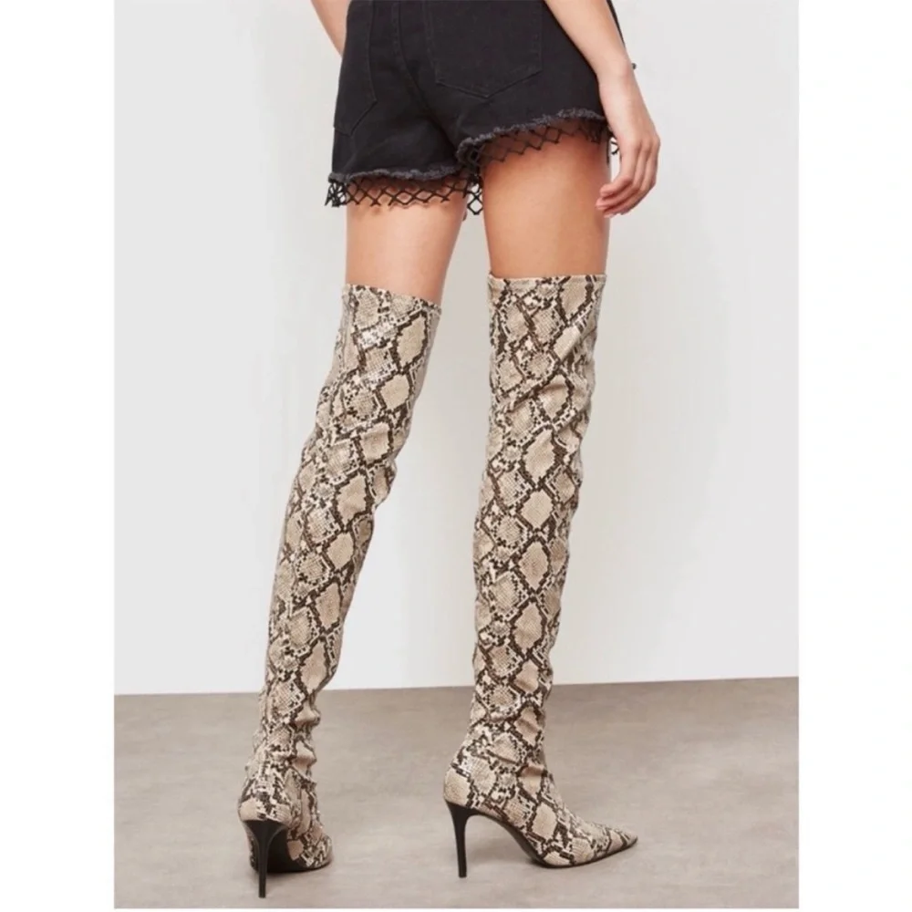 Mango Snakeskin Pattern Over-the-Knee Boots - Picture 3 of 3